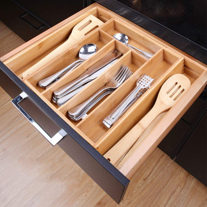 Organisateur d'ustensiles de cuisine en bambou