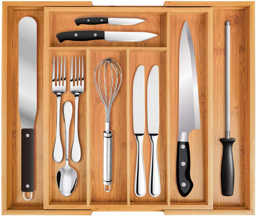 Organisateur d'ustensiles de cuisine en bambou
