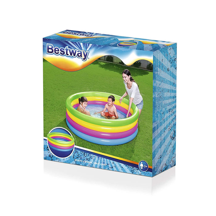 Piscine gonflable 4 boudins arc en ciel 1,57m x 46cm - Bestway