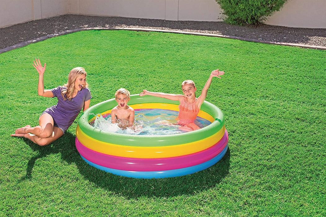 Piscine gonflable 4 boudins arc en ciel 1,57m x 46cm - Bestway