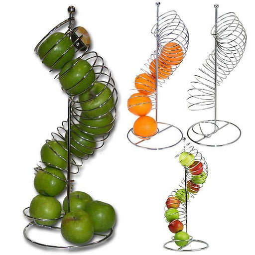 Corbeille Distributeur à Fruits Spirale oranges pommes - inox