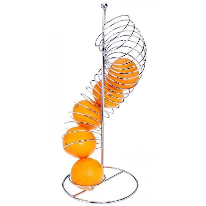 Corbeille Distributeur à Fruits Spirale oranges pommes - inox