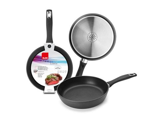 Pack de 3 Poêles New Induplus, Aluminium, Noir, 18-24-28 cm
