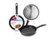 Pack de 3 Poêles New Induplus, Aluminium, Noir, 20-26-30 cm